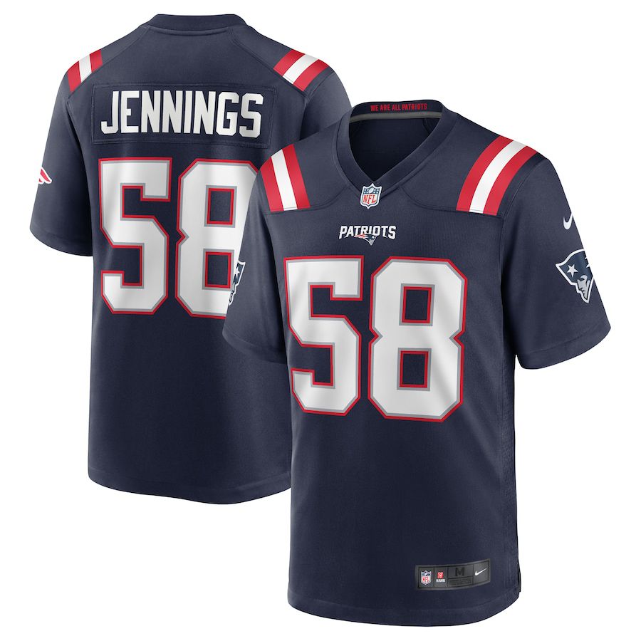 Men New England Patriots #58 Anfernee Jennings Nike Navy Team Game NFL Jersey